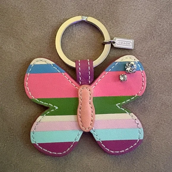 Coach Leather Butterfly Keychain - Picture 1 of 4